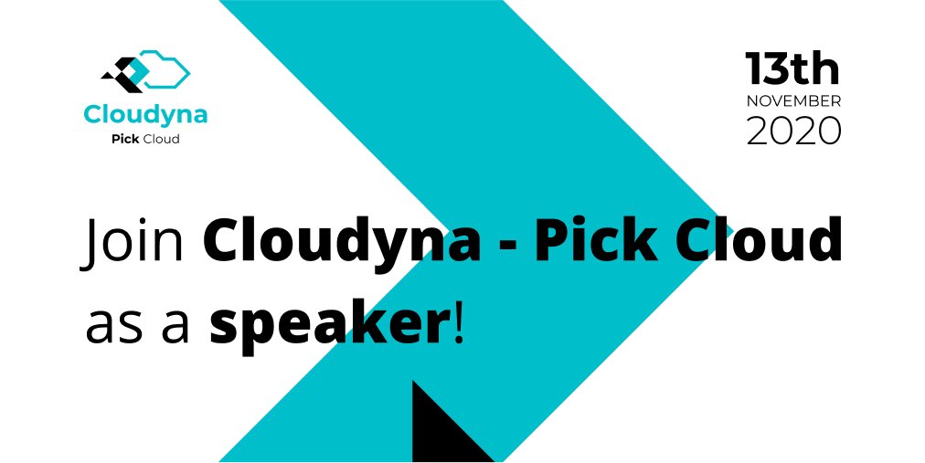 The Call For Papers for Cloudyna - Pick Cloud 2020 is open! Remember you have 5 paths to choose from:
➡️ Dev + Ops
➡️ Architecture
➡️ Business
➡️ Big Data &amp; AI
➡️ Security
Submit here: lnkd.in/dp8dYzT 🤩