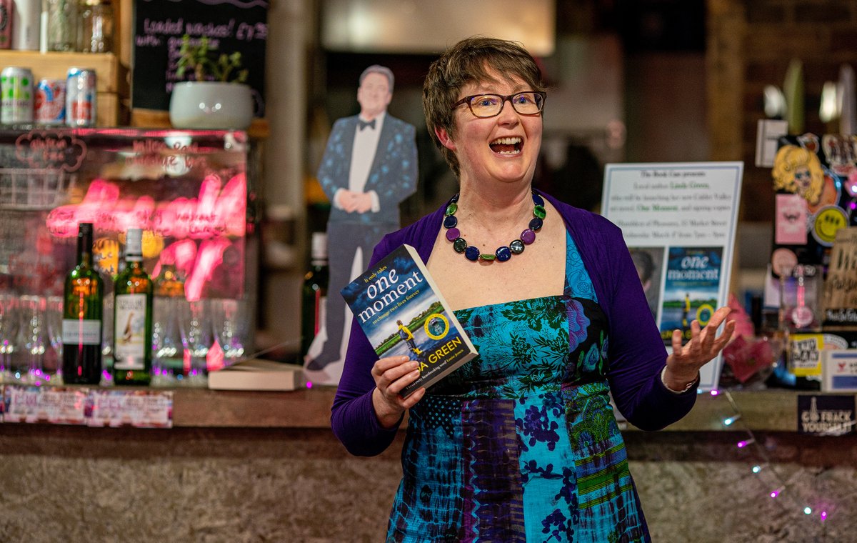 LindaGreenisms's tweet photo. Had a wonderful book launch @humblestofp in Hebden Bridge last night. Thanks to Kate @bookcasehebden for selling the books, Katie at Humblest of Pleasures for the amazing brownies, all those who came and my special guest Alan Titchmarsh! (cardboard cut-out variety!)@QuercusBooks https://t.co/o9GMt6FMPc