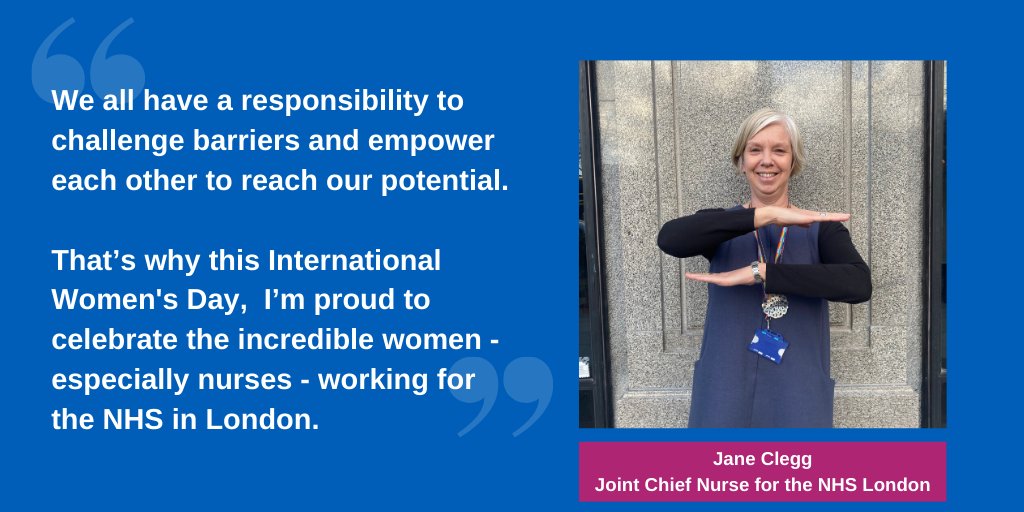 Ahead of International Women's Day, joint Chief Nurse for London @JaneJaneclegg wants to celebrate all the incredible women working for the NHS in the capital #IWD2020 #EachForEqual #YearOfTheNurseAndMidwife