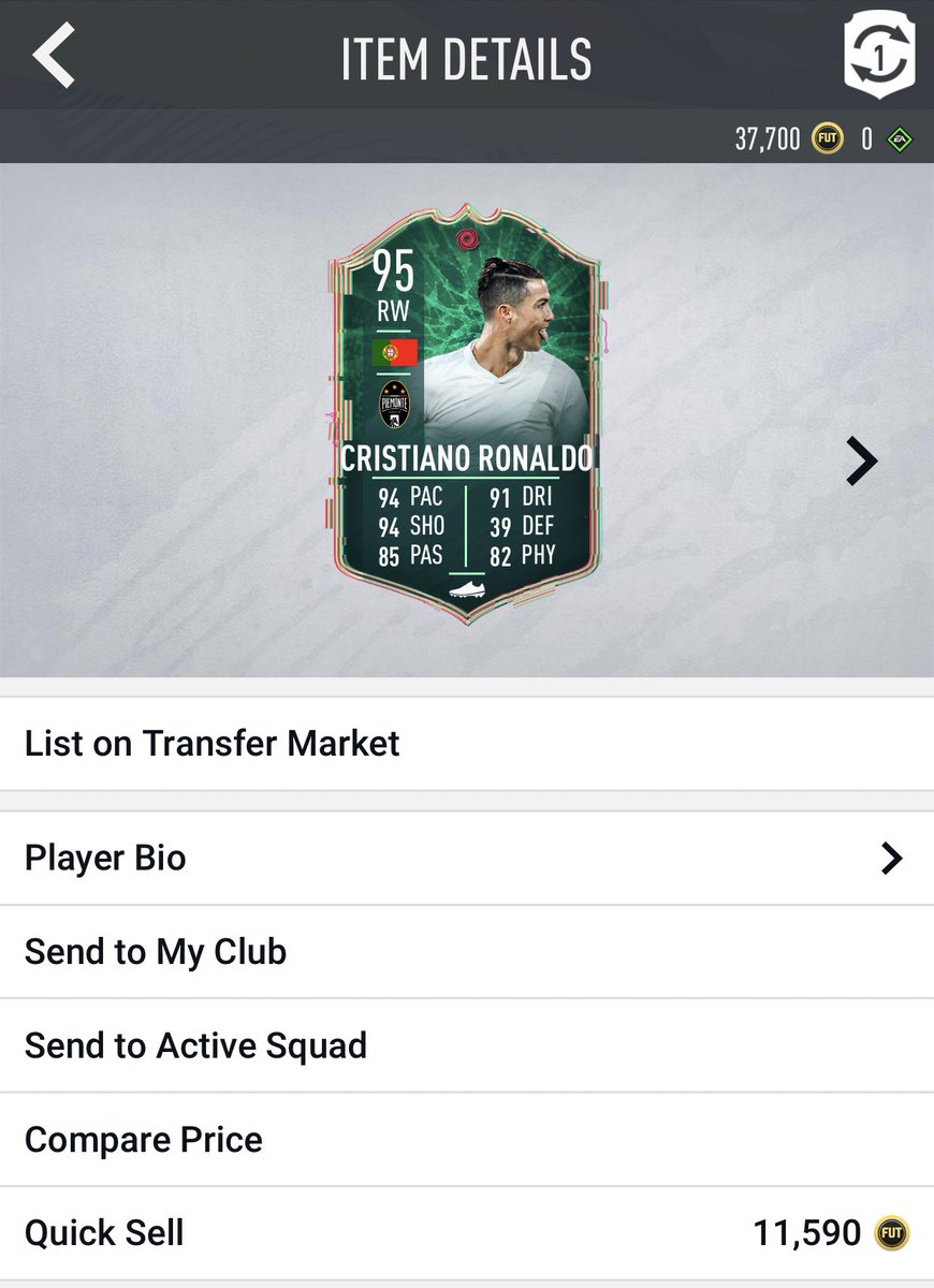 VikshayRamdaz's tweet photo. So just remembered that I had my Fifa #FutChampsRewards to open (Gold 3) and look who walks out from my first pack😕😕😂 well damn 😂🔥 #Fifa20 #FifaWL #WeekendLeague #CR7 #Siiiiiii https://t.co/GbPyBAvpfj