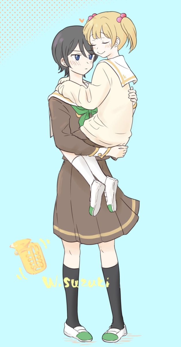 「チューバ抱っこ さっちゃんみっちゃん 」|ﾃｨﾓ🐡🐦のイラスト