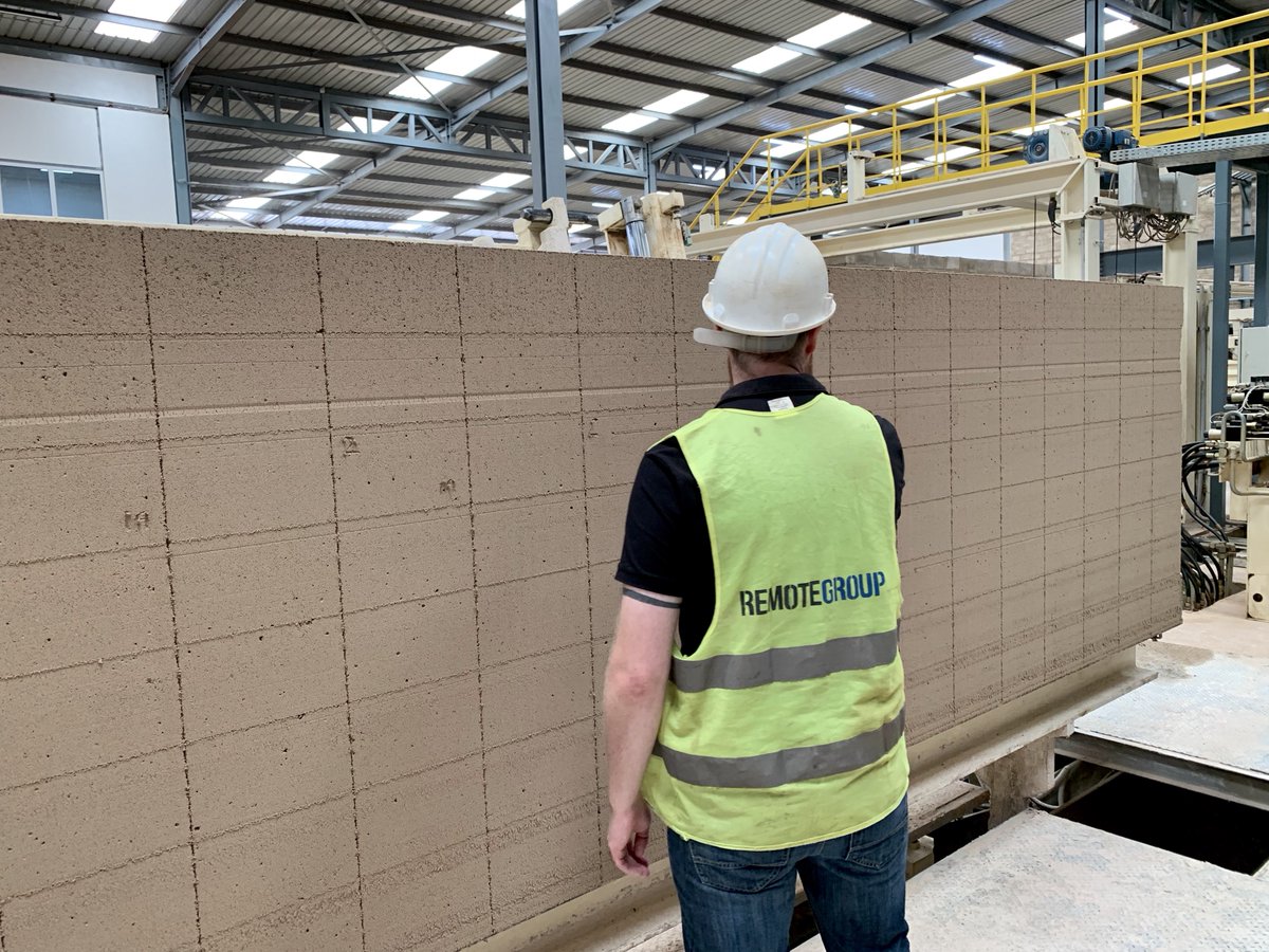 remoteestates's tweet photo. Peeling back the curtain for a sneak peak of some of our Autoclaved Aerated Concrete (AAC) Blocks in the manufacturing process. These blocks which are being marked to meet our strict QA/QC policies will soon be part of someone's new home! #weareremote #remoteestates #remotegroup https://t.co/oecqa7nuEr