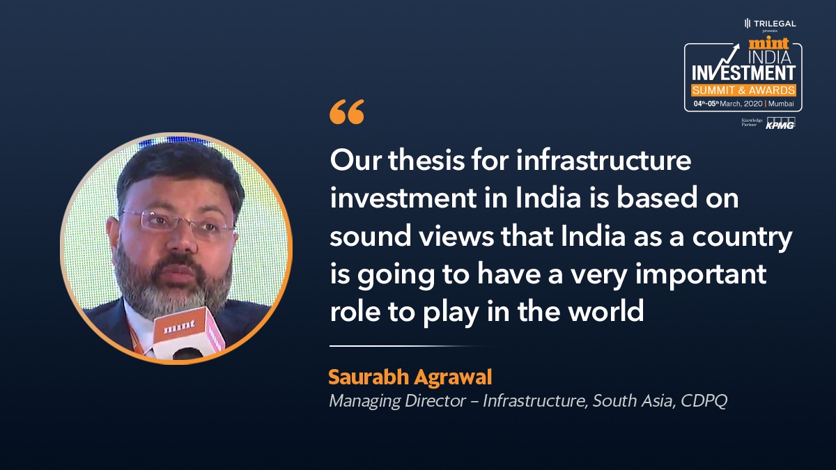 livemint's tweet photo. #MintIIS | Saurabh Agrawal, Managing Director – Infrastructure, South Asia, CDPQ speaking at the Mint India #InvestmentSummit

Watch LIVE here  https://t.co/2W7qAeJeeb https://t.co/vzsVKgBAmZ