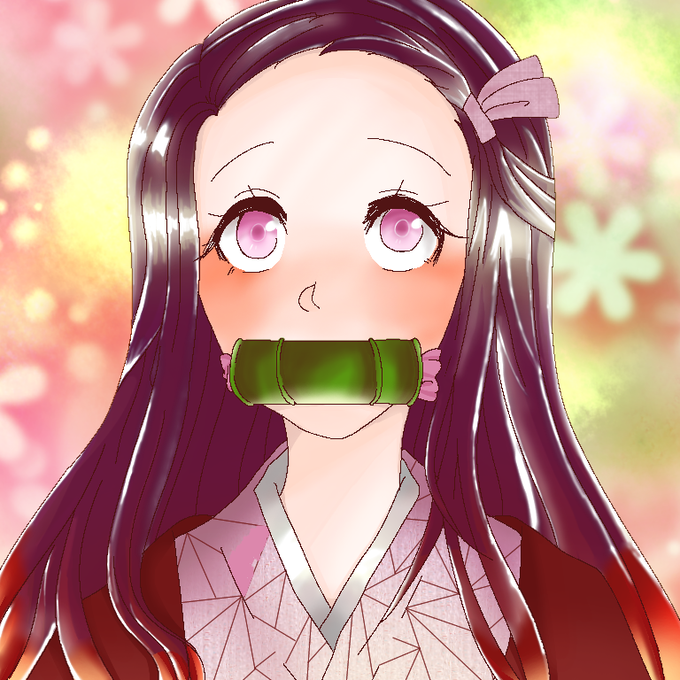 白桃バニラ（これから大分低浮上になります💦）さんがTwitterに投稿した竈門禰豆子(鬼滅の刃)のイラスト。