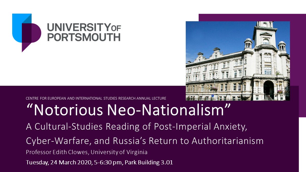 UoP_Francophone's tweet photo. CEISR Annual Lecture, all welcome #AreaStudies #CyberWarfare #Russia #authoritarianism #CulturalStudies #PostImperial @CeisrUop @portsmouthuni @UoP_PoliticsIR @UoP_SASHPL @UoPHumSS @SouthCoastDTP https://t.co/sHIyxGZdqZ