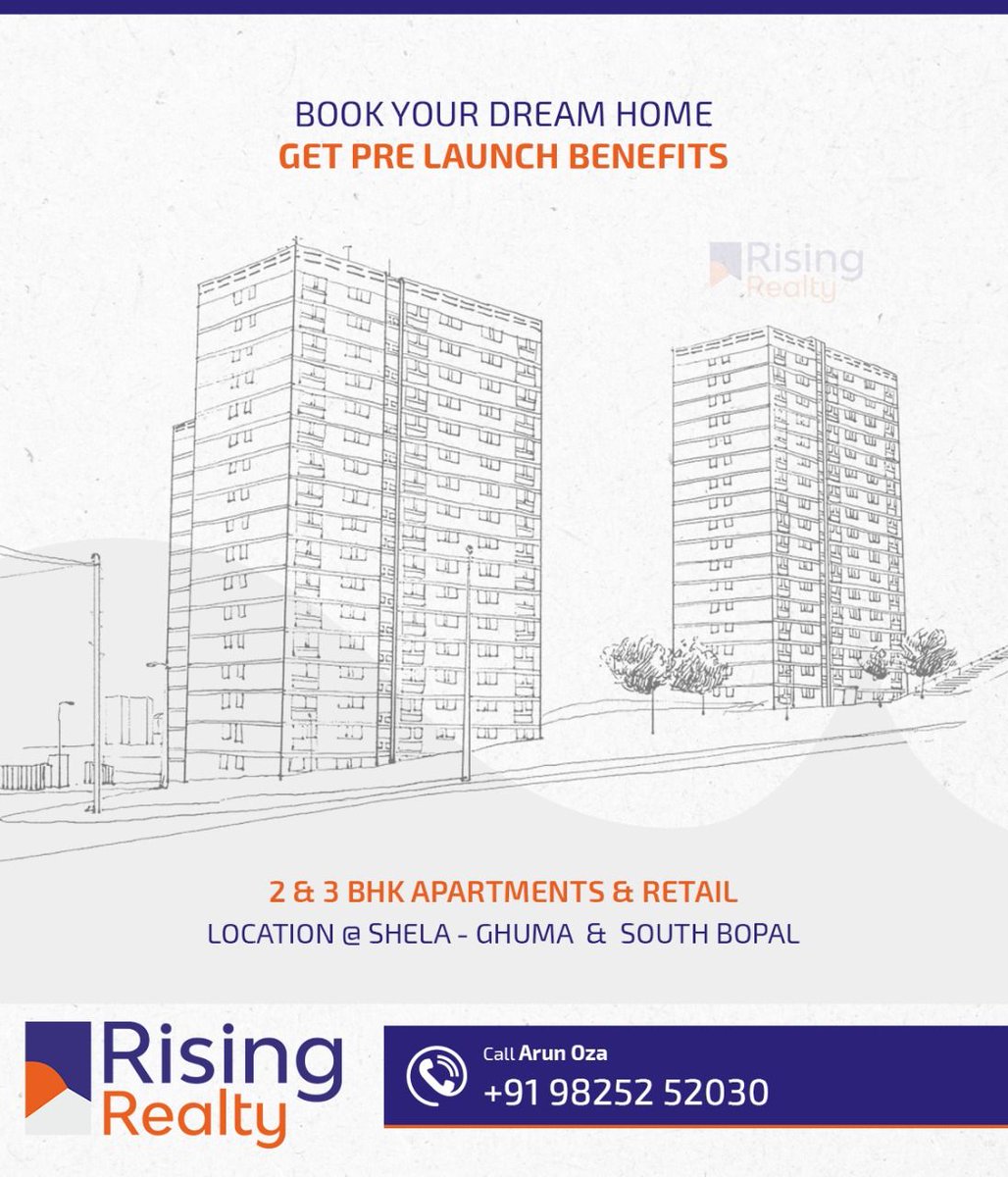 RisingRealtyAHM's tweet photo. Book your dream home today & avail special Benefit with #PreLaunchRates. 2 & 3 BHK apartments & retail shop in prime location of Ahmedabad, #Shela & #SouthBopal
Call Property Consultant: +91 98252 52030
#RisingRealty #NewProject #Ahmedabad #RealEstate #ResidentialInShela https://t.co/VqufXKoFD9