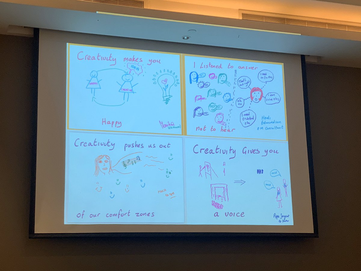 Brilliant to listen to Heidi Edmundsen on the importance of well bring strategies in these tough tough times of working in ED :
1. Fun&amp; creativity are like mindfulness
2. Laughter is key
3. Interactivity  &amp;creativity integrated into daily practice 
#EDwellbeing <a href="/RCollEM/">Royal College of Emergency Medicine</a> #HEE_UEC