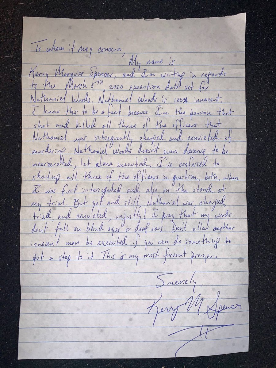 claudia_tramer's tweet photo. #NathanielWoods is scheduled to be killed tonight by the state of Alabama, for a crime he did NOT commit. Even his co-defendant says so.
How can the courts allow this to happen??? How can Alabama @GovKayIvey allow this to happen?
#SaveNate https://t.co/wDpBaLnMqS