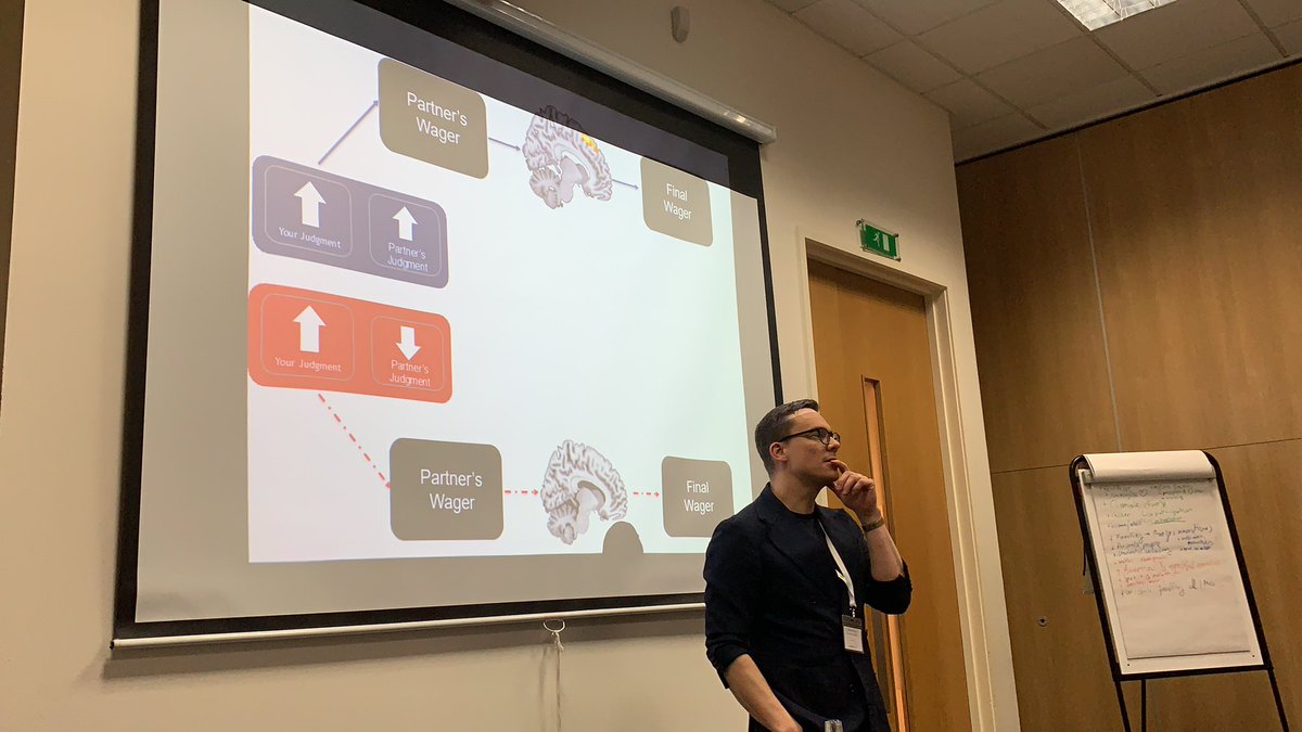 Emma_Wickenden's tweet photo. What happens in the brain when we disagree? @ankappes says people value information less if you disagree with them, brain scans show brains stop tracking info from disconfirming sources #CCSocialScience https://t.co/CZ6Rd1mH9c