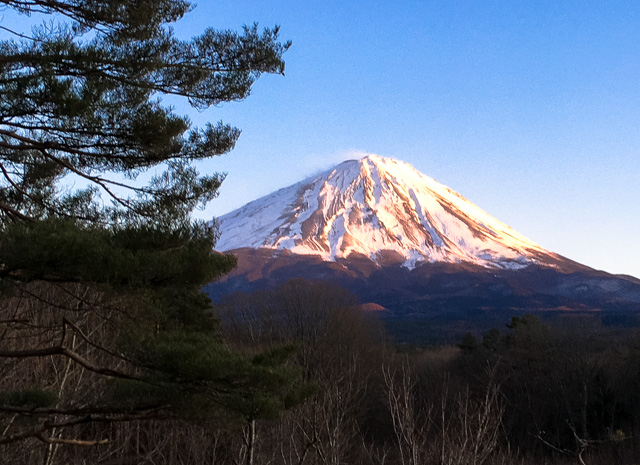 「夕陽で染まった富士山。きれい。素人がうっかり登りやすい場所にあるのだが、あくまで」|椎名高志のイラスト
