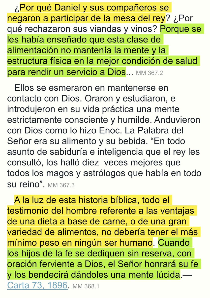 Experiencia de Daniel es un claro ejemplo del impacto que tiene nuestra dieta sobre nuestros pensamientos y sobre nuestra experiencia espiritual- EGW