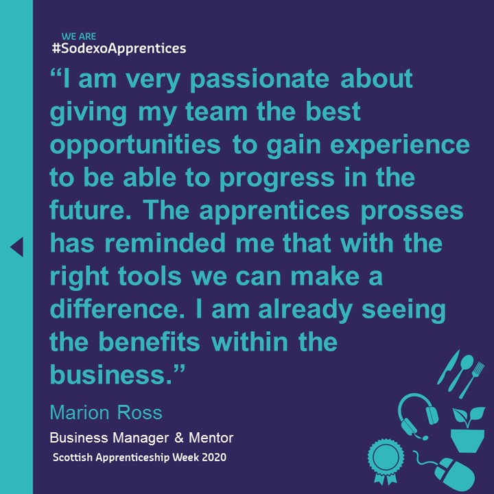 Even if they already have qualifications, <a href="/Sodexo/">Sodexo</a>’s <a href="/apprentice_scot/">Apprenticeships.scot</a> programmes gives its people the chance to expand their knowledge and skills whilst in work. #TalentWithoutLimits #SodexoApprentices #ScotAppWeek20