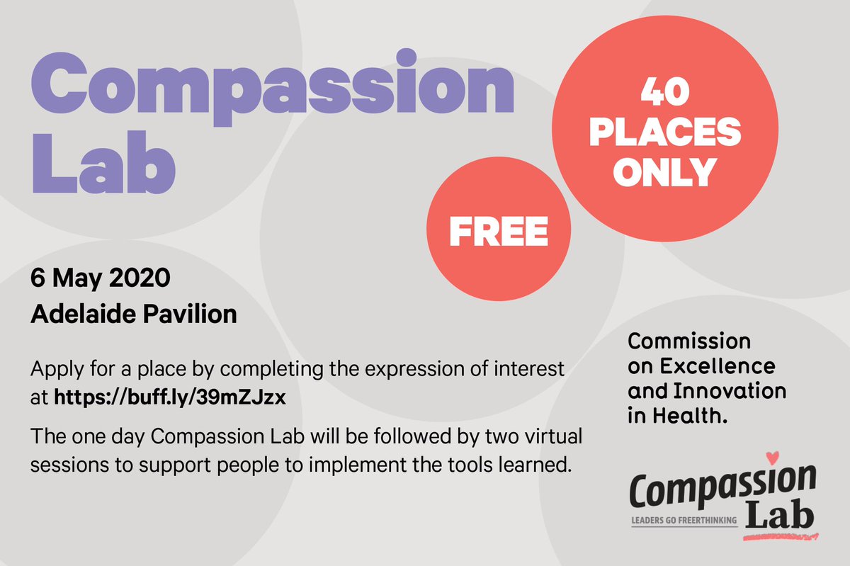 CEIH_SA's tweet photo. The CEIH is partnering with Freer Thinking to hold a South Australian Compassion Lab on 6 May 2020! There are only 40 places available so apply now at: https://t.co/mIqSRnPjUK. Applications close 20 March 2020. More info at: https://t.co/2tIdmWvZg8 https://t.co/NW4djlrJDy