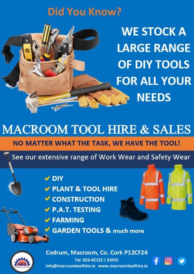 macroomtoolhire's tweet photo. See our large range of DIY tools in store.  Tel. 026-42133 https://t.co/PpTAlBJoPr #DIY #shoplocal #tools #toolsforalltasks https://t.co/DkYwZW2iJu