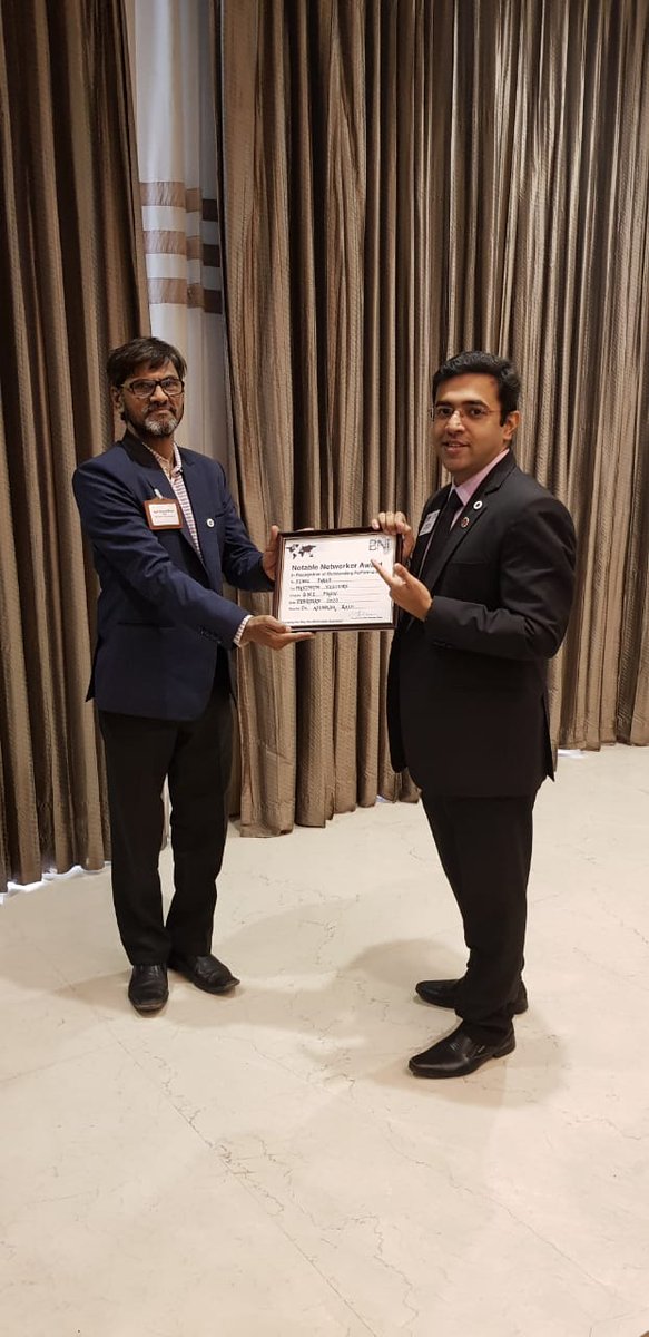 BniMagic's tweet photo. It’s a privilege  to announce the Notable Networkers awards for the month of February 2020.

Congratulations!

Mr. Sunil Parab and Mr. Chirag Shah for giving maximum visitors.
Mr. Manish Bavishi for giving maximum business.
Mr. Sagar Karne for giving maximum referrals. https://t.co/xhizVAdyoa