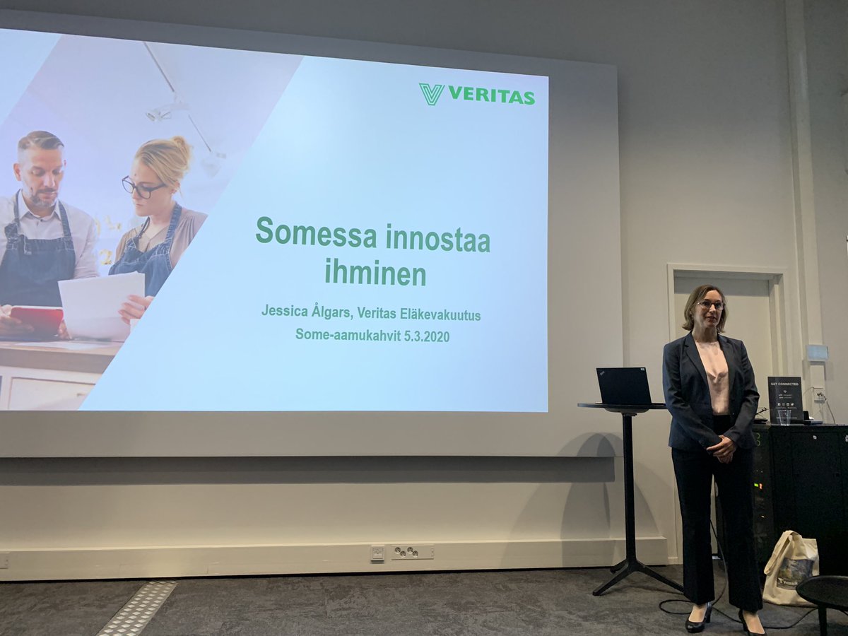 veritas_fi's tweet photo. Somessa innostaa ihminen! Me haluamme palvella myös somessa henkilökohtaisella otteella, kertoo viestintäpäällikkö @JessicaAlgars someaamussa @JokiTurku. #meollaanveritas #someaamu #somevirkku https://t.co/bElaBIlsv2