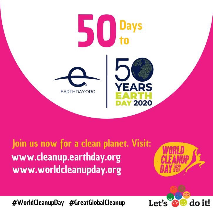 SomaliaLet's tweet photo. 100
.
.
.
99
.
.
.
98
.
.
...and now it's just 50 days to #GreatGlobalCleanup! 
Join us - #LetsDoItSomalia - in marking #EarthDay on 22 April as we unite with #EarthDaySomalia for yet another historic moment towards a cleaner planet! #WorldCleanupDay. #Somalia @MohamedWis https://t.co/9fVSamIt4K