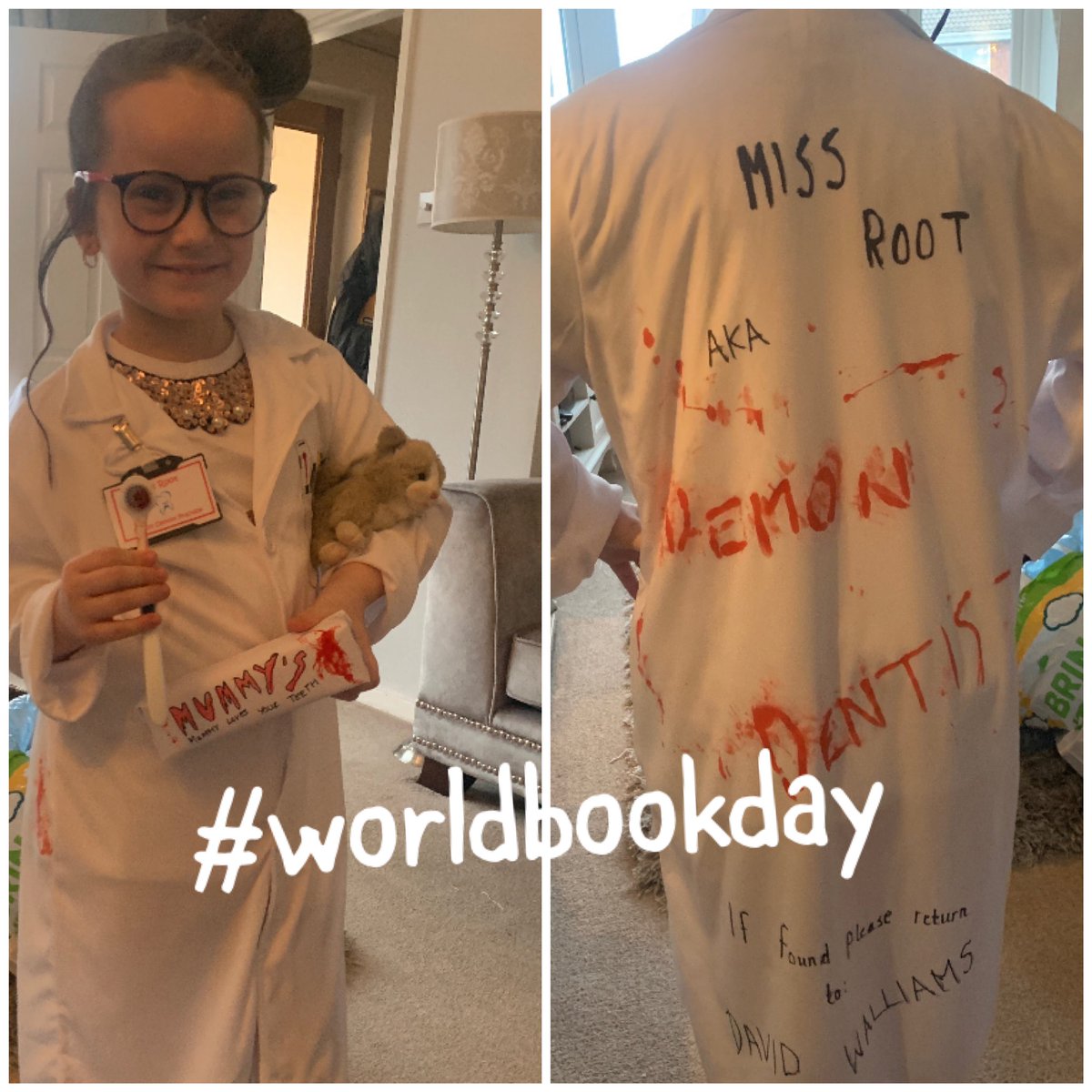 g13nrj's tweet photo. Rocking “Miss Root” from ‘Demon Dentist’ for #WorldBookDay2020 @davidwalliams #MissRoot #DemonDentist https://t.co/E4nPmOXXsA