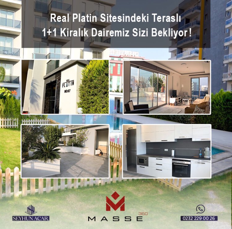 Real Platin Sitesindeki Teraslı 1＋1 Kiralık Dairemiz Yeni Yaşam Alanınız Olmak için Bekliyor! 
🌎 masse360.com
📞 (0232) 229 00 26

Masse 360°; Kalite, Deneyim ve 360 Derece Premium Çözümlerin Buluşma Noktası.