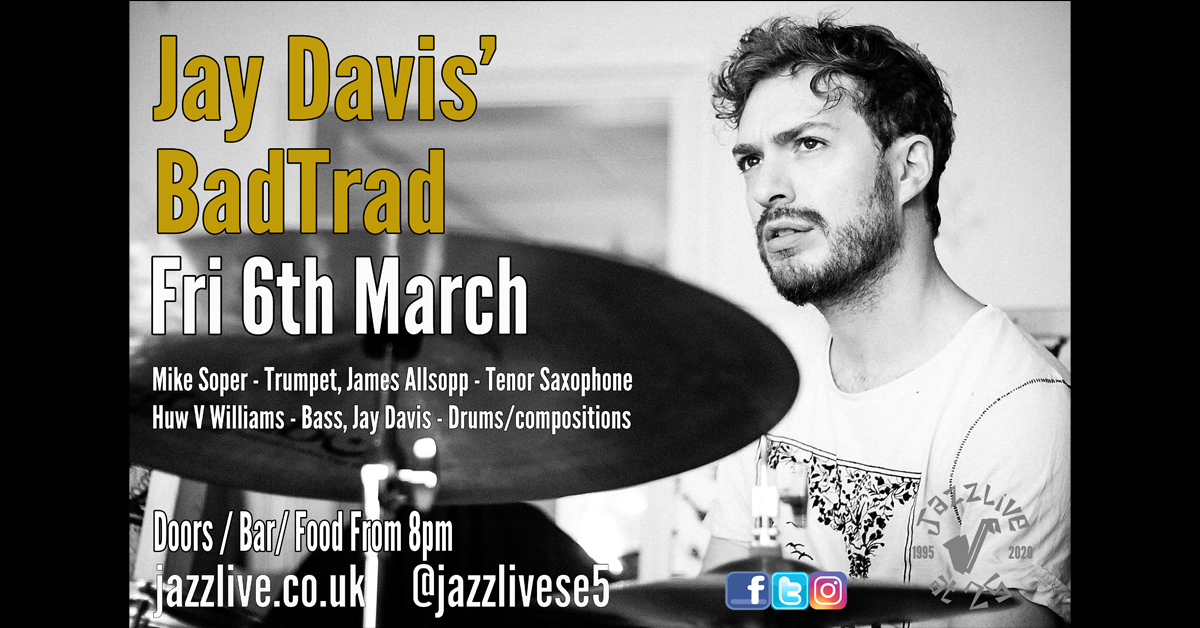 At The Crypt on Fri

Jay Davis' #BadTrad feat. #MikeSoper Trumpet #JamesAllsopp Sax #HuwVWilliams Bass #JayDavis Drums/compositions

Tickets #sellingfast 👉🏼 wegottickets.com/event/498142 

#jazzlive #se5 #camberwell #music #venue #food #bar #crypt #jazz #jl25 #local #global