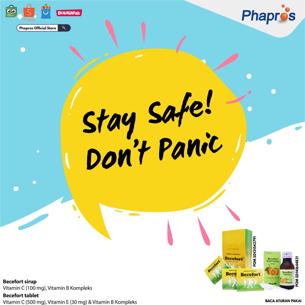 Stay safe! don't panic,
We have bundling package at our e-commerce

klik shopee.co.id/supplement-Bec…