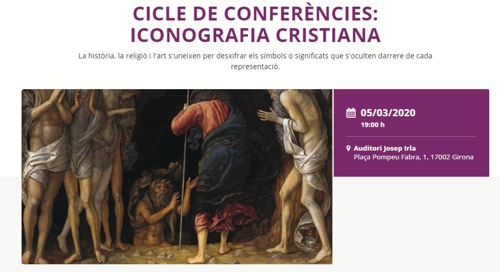🗓️Nova proposta de la Càtedra Dr. Bofill -UdG amb la conferència "La passió 1" del cicle 'Iconografia cristiana', a càrrec del Dr. Juan Francisco Campo. Avui, a les 19 h, a l'#AuditoriJosepIrla de la #gencatGirona. Entrada lliure ja.cat/ZfKnBa