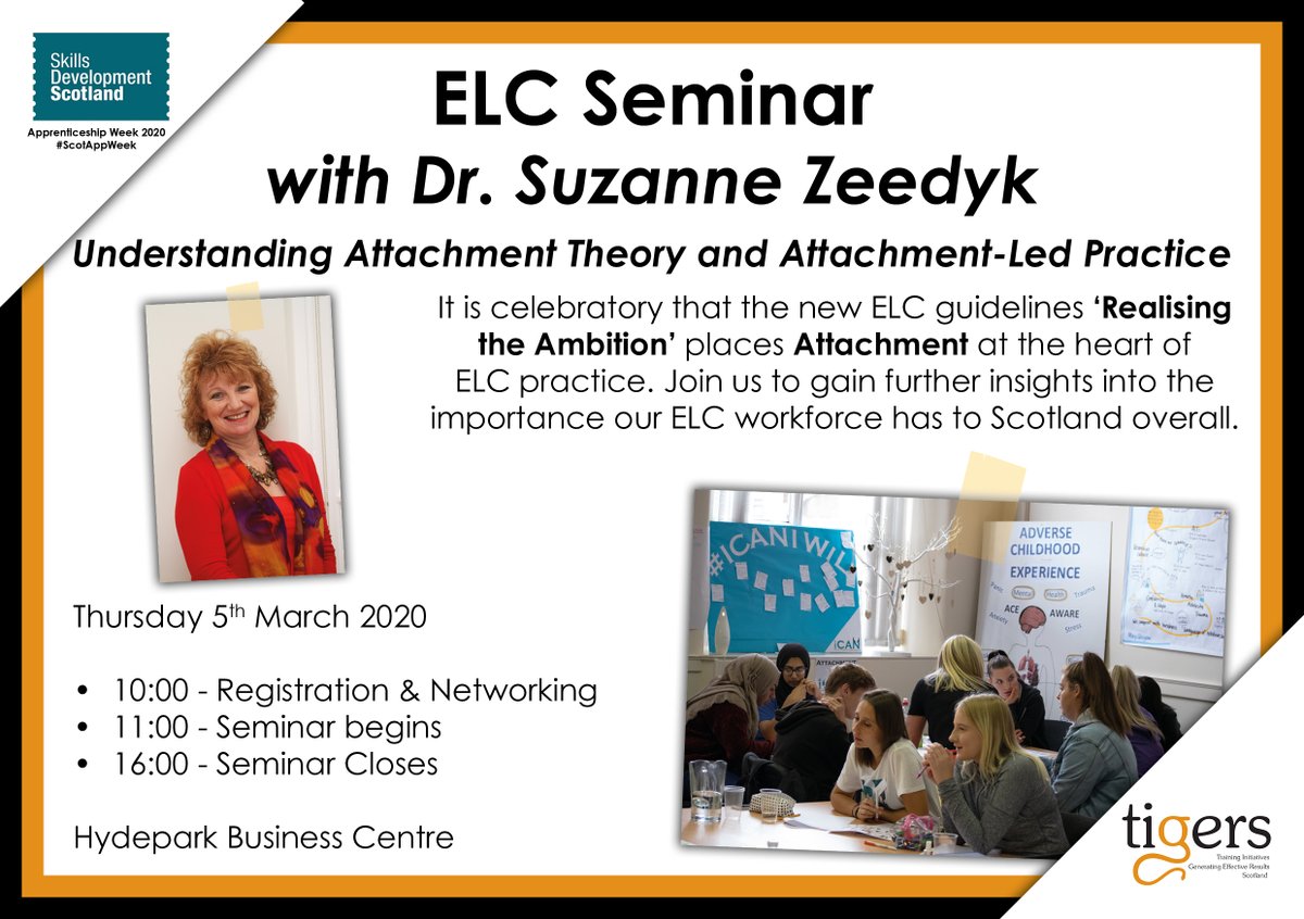 TIGERS_UK's tweet photo. Today we're hosting ELC Seminar with @suzannezeedyk #ScotAppWeek20
 
Looking forward to welcoming #Apprentices, #Managers &amp; #Employer partners to join us, providing an understanding of #AttachmentTheory &amp; #AttachmentLedPractice #TalentWithoutLimits @apprentice_scot https://t.co/sKlFLGSGyb
