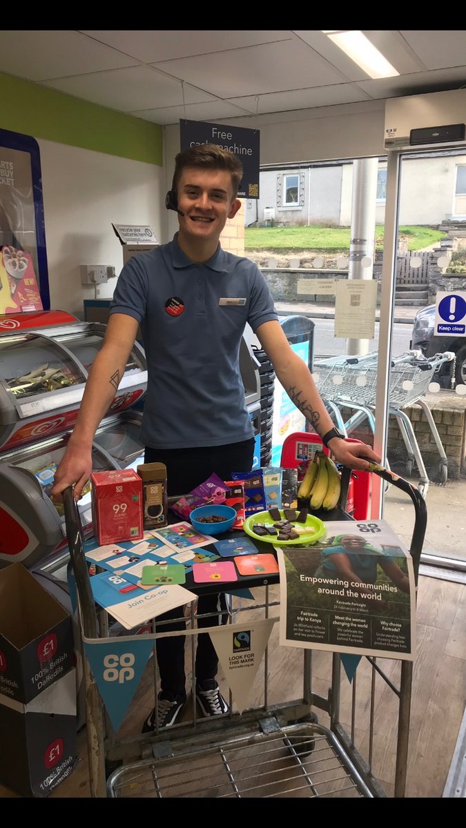 Celebrating #FairtradeFortnight in Scone Co-op yesterday. Plenty of information and little goodies for the customers to try 😊 #ItsWhatWeDo