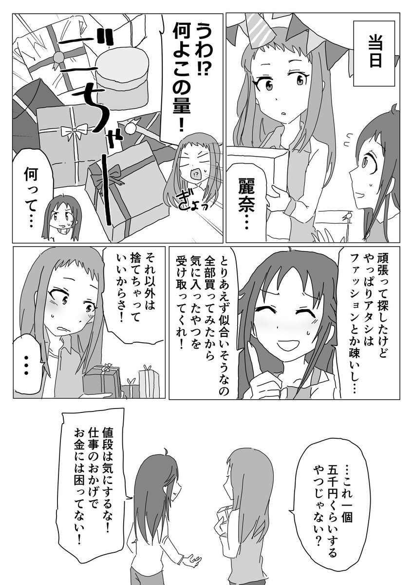 #小関麗奈誕生祭2020
光ちゃんからプレゼントをもらう漫画 