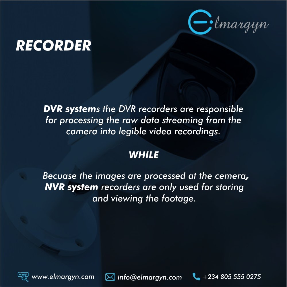 elmargyn's tweet photo. Understanding the difference between DVR and NVR Systems is essential when evaluating and choosing security systems. It is important it is tailored to suit your very needs and that's where Elmargyn come in as we can give you what you need.
#Elmargyn #nvrsystem #dvrsystem https://t.co/GjQfzb2nDM