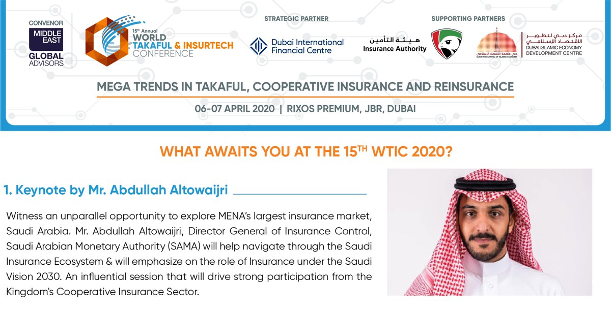 Reason #1 of 4: Excited to know what awaits you at the World’s most influential Takaful &amp; Insurance gathering <a href="/WorldTakaful/">WTIC 2020</a> as it returns to Dubai this April. REGISTER NOW: bit.ly/2RTtqCb More #Info: wtic2020.com #WTIC2020 #WorldTakaful20