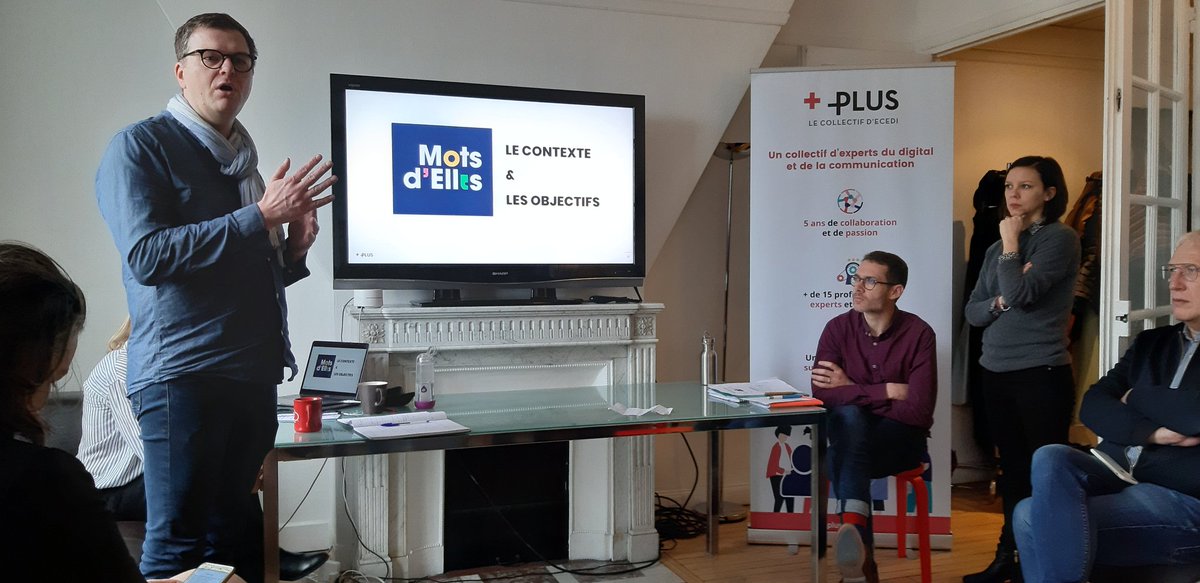 PLUSecedi's tweet photo. Antoine nous parle à présent de "Mots d'Elles" un #podcast réalisé pour le Ministère de la Culture.
Les enjeux : 
- communication interne pour le ministère 
- inciter le personnel à candidater aux offres internes 
- faire connaître les offres au grand public
 #DiscutonsEnPLUS https://t.co/VnVXWcTHqa