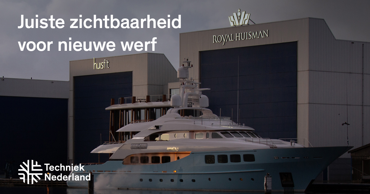 Mooi! Bij de nieuwe werf van Royal Huisman in Amsterdam vormt de lichtreclame de bekroning van het werk: bit.ly/RoyalHuisman #DeTechniekachterNederland #lichtreclame #verlichting