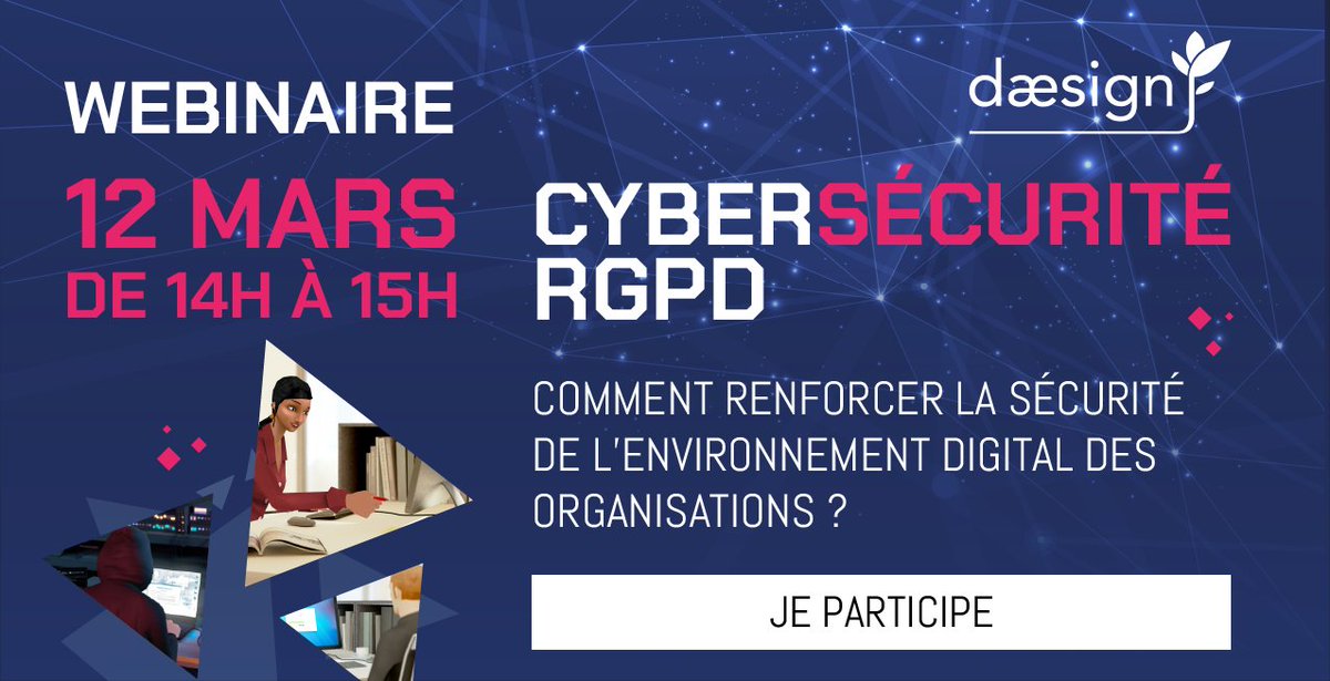 #Webinaire <a href="/daesign/">Daesign</a> RGPD &amp; Cybersécurité : vos alliés conformité ✅ Nous vous proposons deux parcours de #sensibilisation de 30mn pour prévenir les risques cyber-sécuritaires et vous accompagner dans votre mise en conformité #RGPD. RDV le 12 mars à 14H ➡️lnkd.in/eF7NFzU