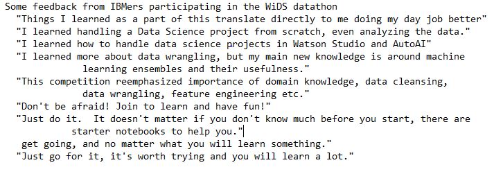 Join #WiDS2020 #Datathon 2020 Webinar: Lessons Learned + Best Practices with #HealthData Thu Mar 5 10am US pacific stanford.zoom.us/webinar/regist… - And read early feedback from participating @IBM teams community.ibm.com/community/user… - @WiDS_Conference @mfnorton @binu_midhun #DataScience