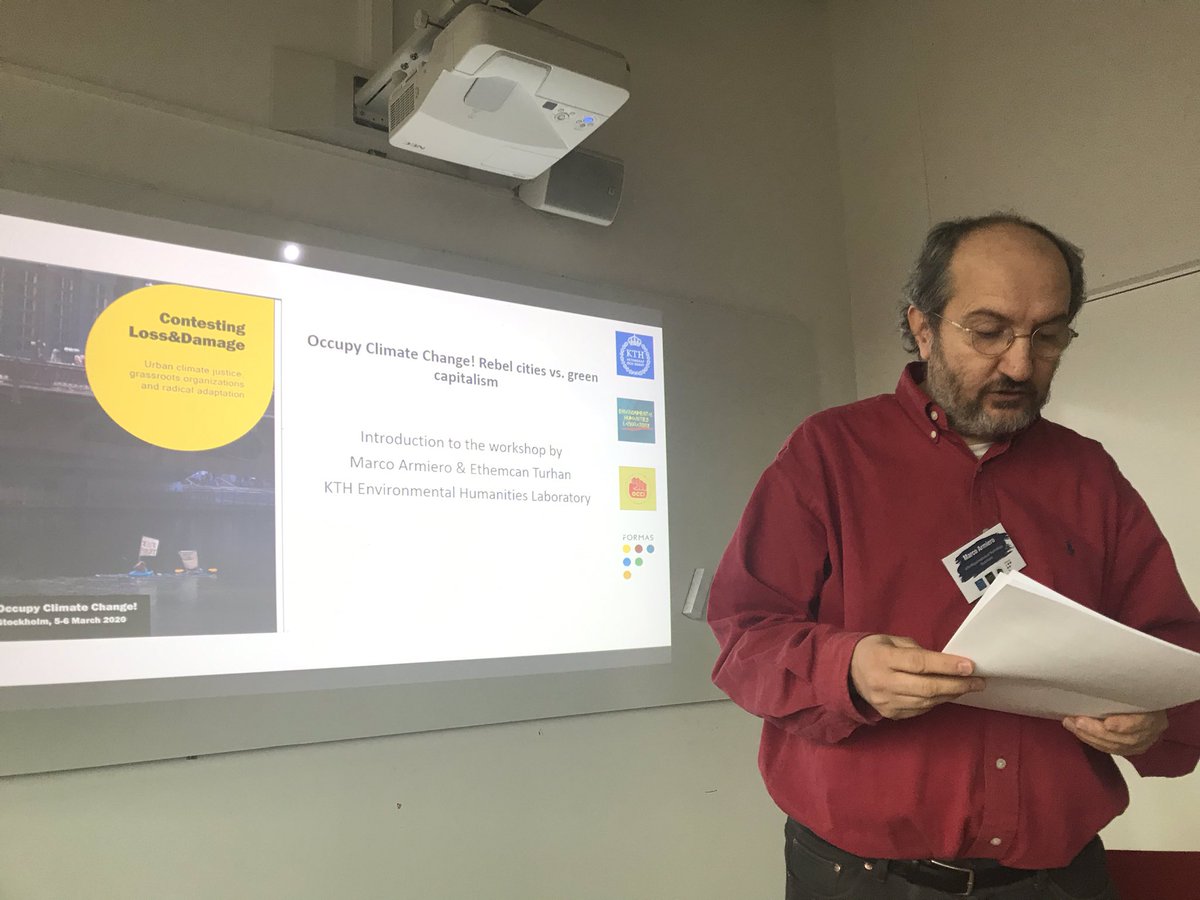 KTHEnvHumsLab's tweet photo. We’ve started! Contesting #LossAndDamage WS kicks off with Marco Armiero’s intro and @ianguelovski’s keynote, follow us on #OccupyClimateChange https://t.co/lbraktEiFF