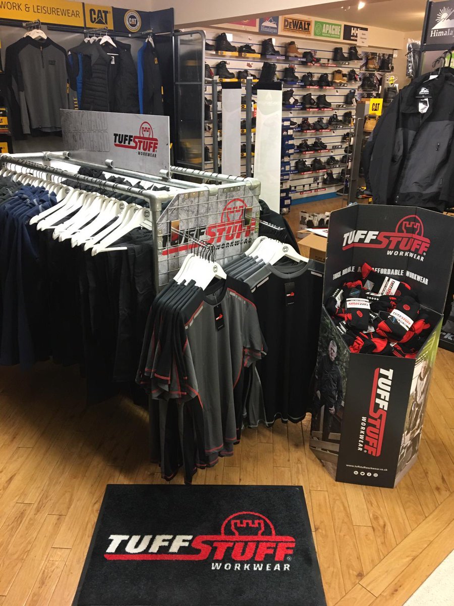 mark_tuffstuff's tweet photo. Delighted to see our @TuffStuff_UK POS stand @SamcoProducts Kinmel Bay, Rhyl. Looks great and thanks to Marc, Rich, Dan and all for your continued support #tuffstuff #fortworkwear #PlayHardWorkHard #madeforhardwork #workwear #northwales @mark_tuffstuff @Gezzyprice https://t.co/t3dO0uvgQx