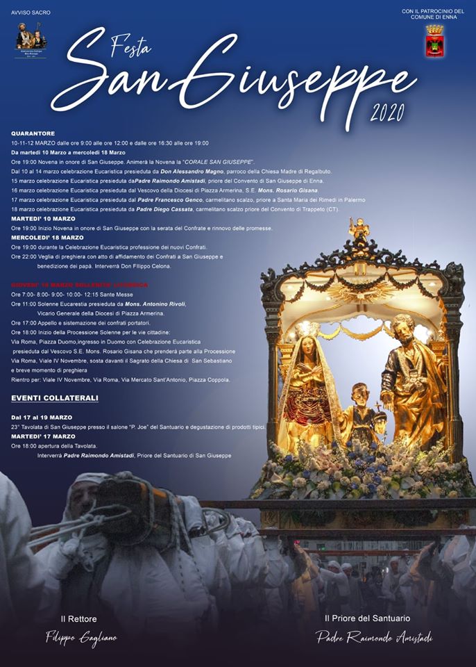 InfoPointEnna's tweet photo. #CENTURIPE-#ENNA-#VALGUARNERA - Programma festeggiamenti 2020 in onore del Patriarca San Giuseppe https://t.co/yqmRKtTRcb