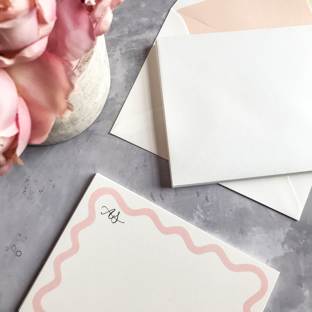 Monogramming notecards by <a href="/papier/">papier</a> this morning. A perfect little gift.