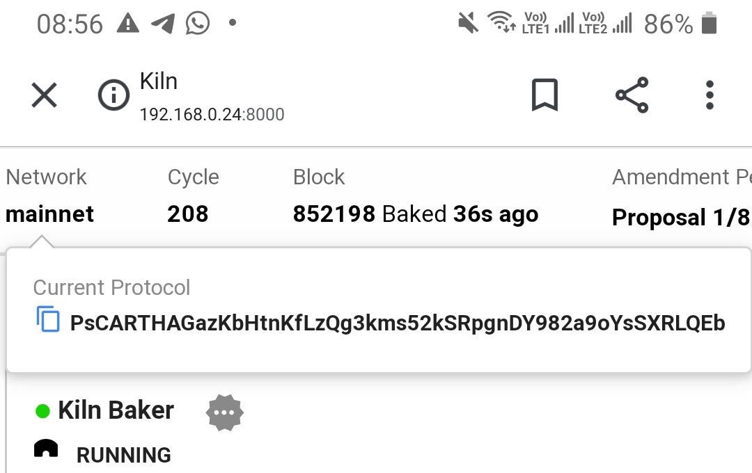 thomas_quinlan's tweet photo. That's right, my @obsidian_llc #Kiln installation shows @tezos successfully upgraded to #Carthage while I slept!
(I upgraded kiln to 0.8.0 the other morning while others slept as you may recall. Very simple.)
#Tezos
$XTZ
#NoForks
#OnChainUpgrade
#Governance
#TezosFTW https://t.co/GHnIFKfbT9