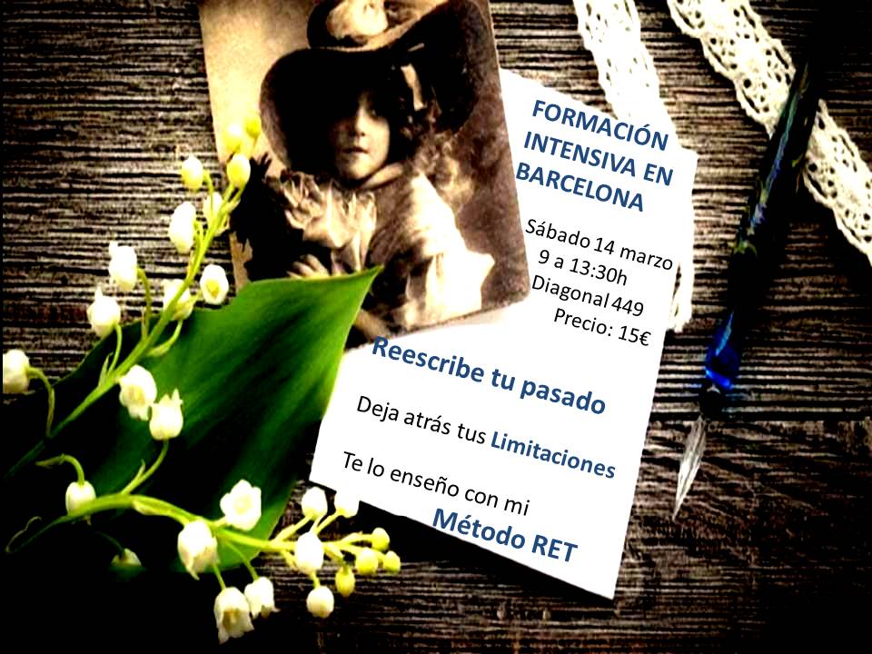 TALLER PRÁCTICO EN BARCELONA, 14 DE MARZO
¿QUIERES VIVIR INTENSAMENTE TU VIDA? Consíguelo con la #Escrituraterapéutica
Sábado 14 de marzo, de 9 a 13:30h
Oficina Sheltair, diagonal 449 Barcelona
Precio: 15€
Grupo reducido de 30 personas.  bit.ly/RETintensivo