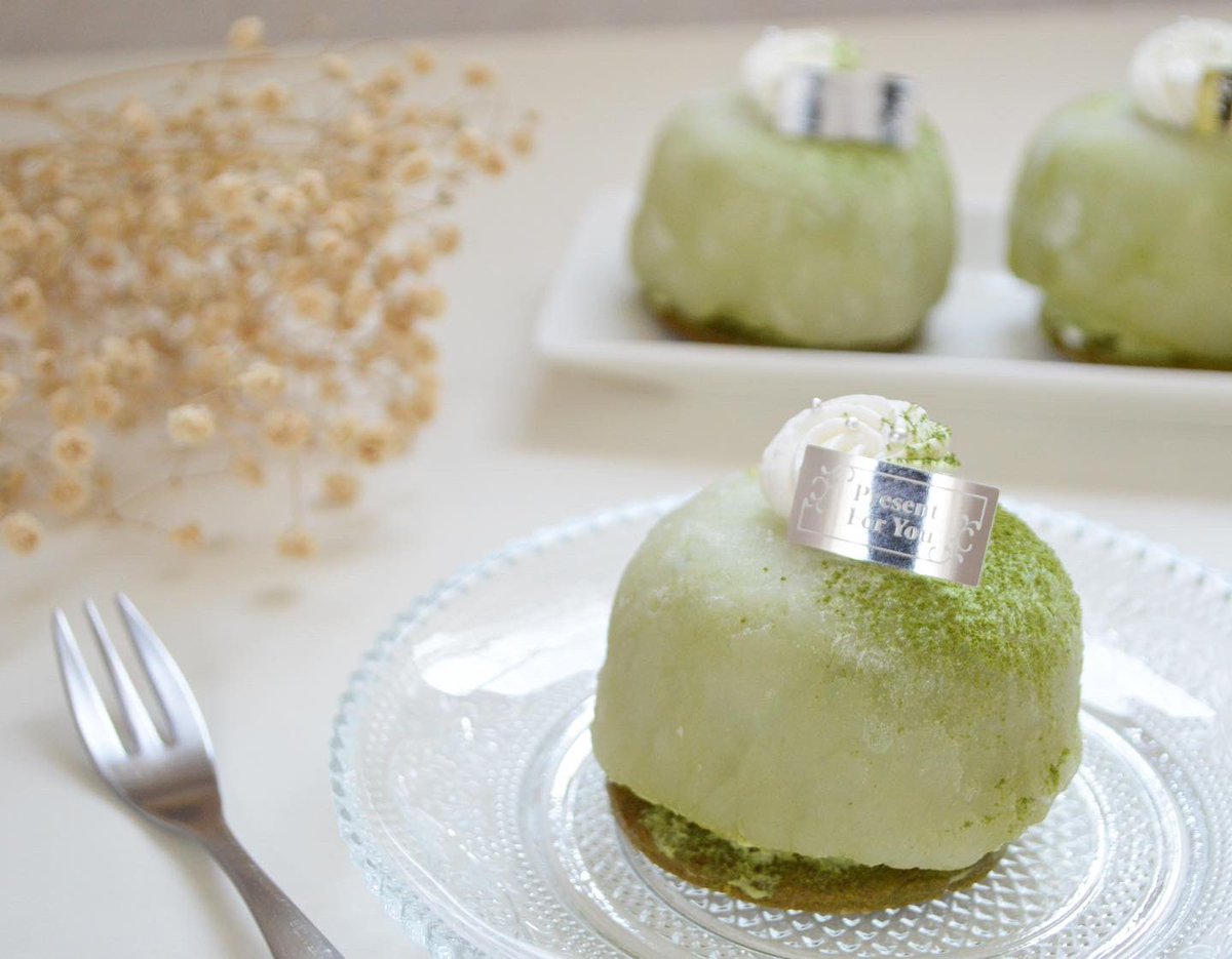 Sakura 抹茶ケーキ 抹茶とチョコムースを求肥で包みました お菓子作り