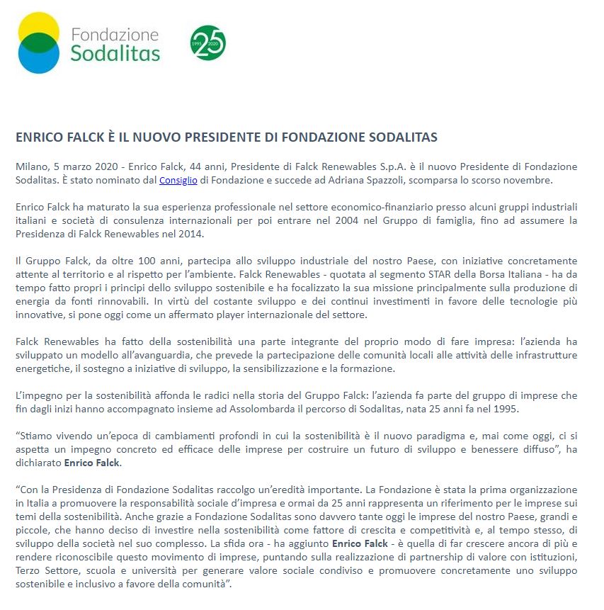 andytuit's tweet photo. Enrico Falck nuovo Presidente di @FondSodalitas 
#csr #sostenibilità #impattosociale @ElisaRotta @siferrario @falckrenewables 

#goodluck 👍 https://t.co/YXc2OsPuoW