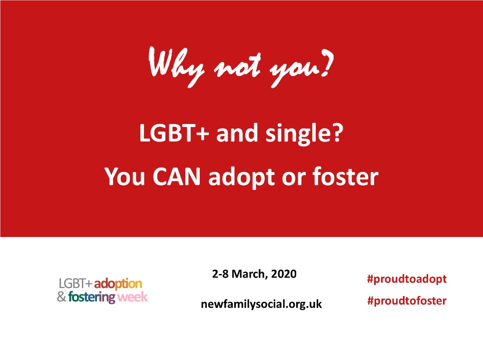 LGBT+ and single? You CAN #Adopt or #foster. Your relationship status and sexual orientation are not barriers to adoption or fostering.  Come &amp; talk to us at one of our information events.  Find an event click here buff.ly/2B4Sv3Q  #WhyNotYou #YouCanAdopt #AdopterChoice