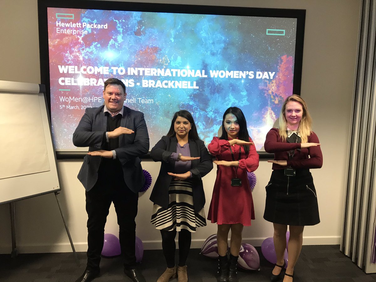 ManviBennett's tweet photo. All ready for the #IWD2020 celebrations at our Bracknell office! Huge thank you to the team for helping plan and set up today’s event! Awaiting our key note speaker to arrive  @ZoeSweet01 
#hpe #behpe #EachforEqual @HPE_UKI https://t.co/4s1t58UbaM