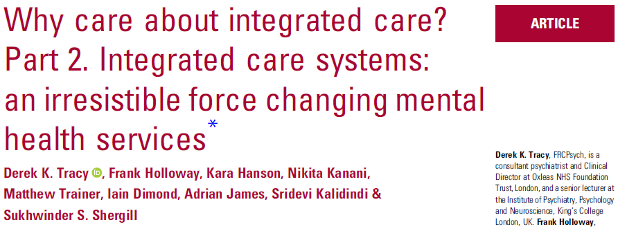 Our second (of three) @TheBJPsych Advances papers on #IntegratedCare post #NHSLongTermPlan. #ICSs #primarycarenetworks  #PCNs all coming your way: you need to know about changes that will shape your service. cambridge.org/core/journals/…