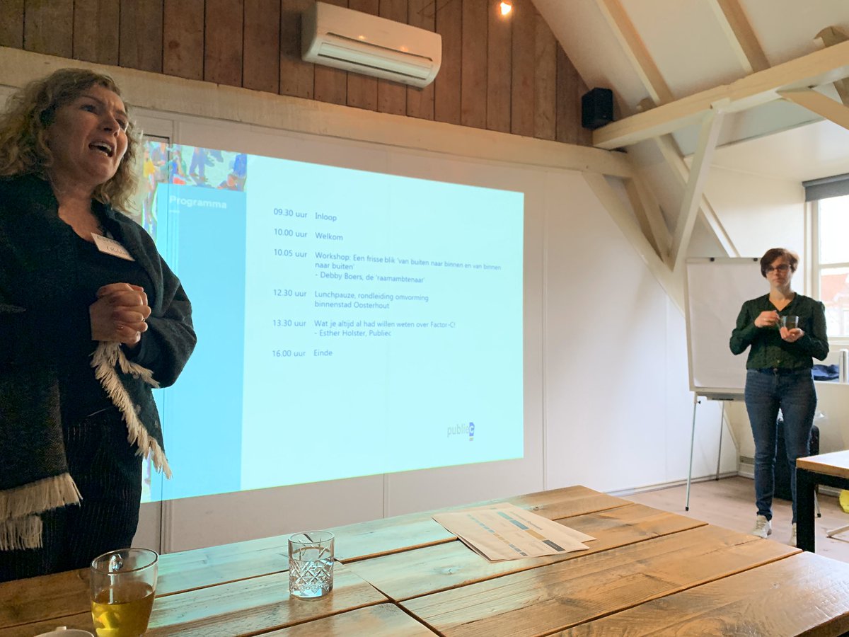 We zijn voor de proeftuin Factor-C in <a href="/Gem_Oosterhout/">Gemeente Oosterhout</a> met communicatieprofessionals uit het hele land. Welkom door <a href="/estherrholsterr/">esther holster</a> en Debby Boers <a href="/ikbenraamambten/">ik ben raamambtenaar</a>