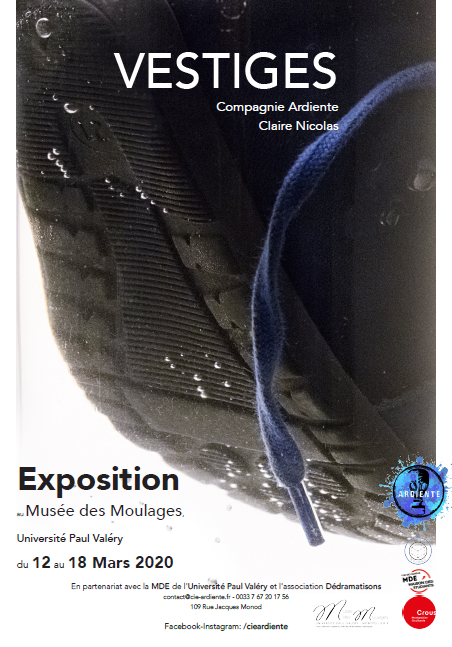 MuseeUpv's tweet photo. A découvrir au Musée des Moulages du 12 au 18 mars, l'installation "Vestiges" de la Compagnie Ardiente de l'#UPVM3.
Elle mettra en lumière les éléments, les empreintes rendant compte de la disparition de milliers de migrants en mer chaque année.
#MDE #CROUS https://t.co/6F9St4xMlL