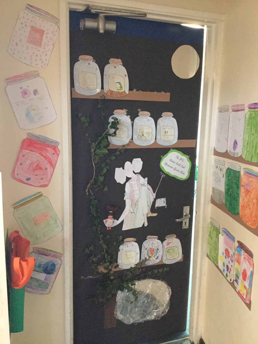 TickfordPark's tweet photo. We are Roald Dahl mad in year two so the children chose Matilda and The BFG as our door covers. They had great fun decorating them! #tpreading #tpmalachite #tpdiamond #WorldBookDay https://t.co/rMddhplGhF