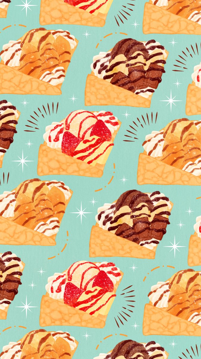 Omiyu お返事遅くなります クレープな壁紙 Illust Illustration 壁紙 イラスト Iphone壁紙 クレープ Crepe Sweets いちご